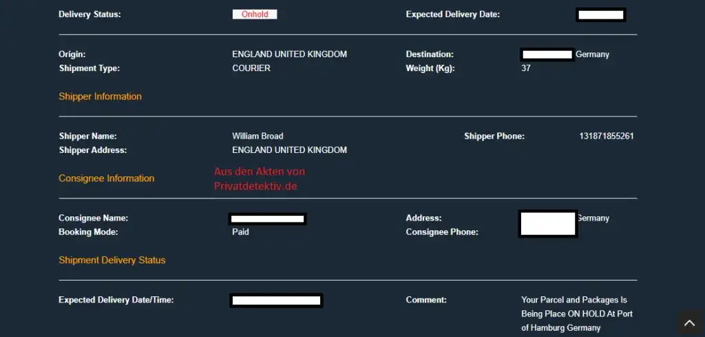 Fake Sendungsverfolgung falsches Tracking