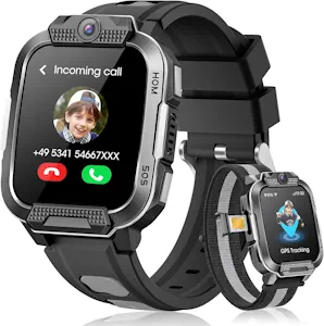  Neue Smartwatch Kinder Videoanruf/GPS/SOS/Schulmodus, Geschenke(Schwarz) Kids Smartwatch