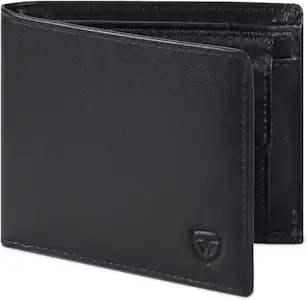 WONSEFOO Geldbörse Leder mit RFID Schutz | Portmonee Slim mit 9 Kartenfächer Wallet Portemonnaie Herren Klein mit Münzfach | Geldbeutel Schwarz